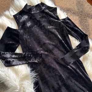 Cold Shoulder Velvet Dress